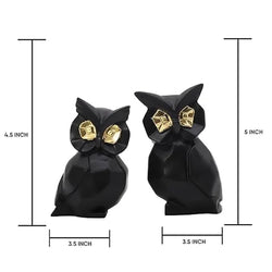 Craftivoa Black Owl Showpiece Set Of 2 Handcrafted Figurines With Golden Eyes Home Decor For Living Room Study Table Bedroom - View 4