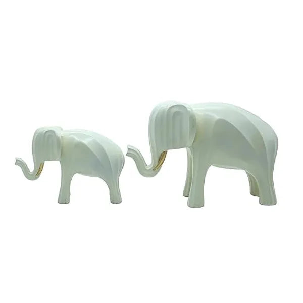 Craftivoa White Elephant Figurine Set Handmade Resin Statues Mother And Baby Design Collectible Sculptures Artisan Gifts