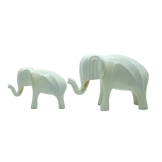 Craftivoa White Elephant Figurine Set Handmade Resin Statues Mother And Baby Design Collectible Sculptures Artisan Gifts - View 1