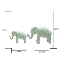 Craftivoa White Elephant Figurine Set Handmade Resin Statues Mother And Baby Design Collectible Sculptures Artisan Gifts - View 2