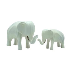 Craftivoa White Elephant Figurine Set Handmade Resin Statues Mother And Baby Design Collectible Sculptures Artisan Gifts - View 3