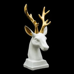 Craftivoa Polyresin Reindeer Showpiece Modern Art Deer Statue Wild Animal Figurine Home Decor Showpeice White Golden Resin - View 3