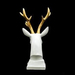 Craftivoa Polyresin Reindeer Showpiece Modern Art Deer Statue Wild Animal Figurine Home Decor Showpeice White Golden Resin - View 5