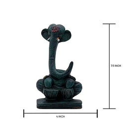Craftivoa Polyresin Decorative Ganesha Figurine With Tabla Green Patina Finish Handmade Hindu Idol For Home Temple And Spiritual Decor - View 4