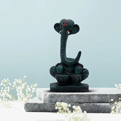 Craftivoa Polyresin Decorative Ganesha Figurine With Tabla Green Patina Finish Handmade Hindu Idol For Home Temple And Spiritual Decor - View 3