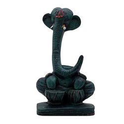 Craftivoa Polyresin Decorative Ganesha Figurine With Tabla Green Patina Finish Handmade Hindu Idol For Home Temple And Spiritual Decor - View 1