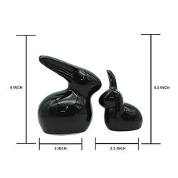 Craftivoa Modern Ceramic Bunny Figurines Set Of 2 Black Handmade Home Decor Tabletop Animal Figurines Contemporary Resin Showpieces For Living Room - View 4