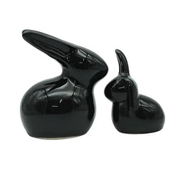 Craftivoa Modern Ceramic Bunny Figurines Set Of 2 Black Handmade Home Decor Tabletop Animal Figurines Contemporary Resin Showpieces For Living Room - View 3