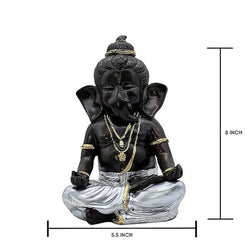 Craftivoa Ganesha Idol Decorative Statue For Black And Silver With Gold Accents Handmade Hindu Idols Spiritual Decor Resin Showpiece For Home - View 2