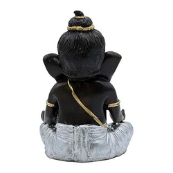 Craftivoa Ganesha Idol Decorative Statue For Black And Silver With Gold Accents Handmade Hindu Idols Spiritual Decor Resin Showpiece For Home - View 3