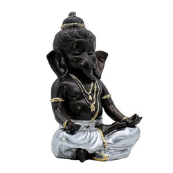 Craftivoa Ganesha Idol Decorative Statue For Black And Silver With Gold Accents Handmade Hindu Idols Spiritual Decor Resin Showpiece For Home - View 1