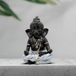 Craftivoa Ganesha Idol Decorative Statue For Black And Silver With Gold Accents Handmade Hindu Idols Spiritual Decor Resin Showpiece For Home - View 4