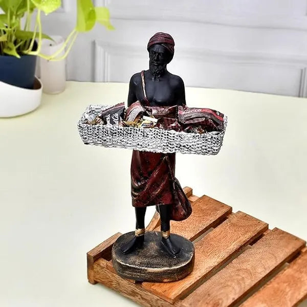Craftivoa Showpiece For Home Decor Men Statue With Basket For Living Room Tokri Man3