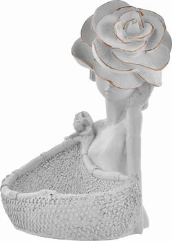 Craftivoa Decorative White Lady With Basket Statue For Home Decor Showpiece Figurine - View 3