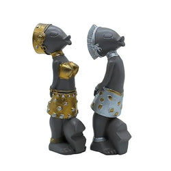 Craftivoa Fish Figurine Set Grey With Gold And Silver Accents Handmade Resin Statues Collectible Tabletop Showpieces For Home Decor - View 2