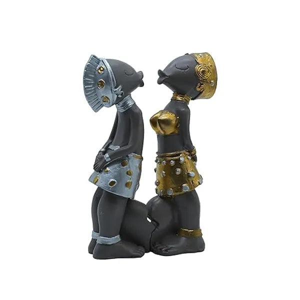 Craftivoa Fish Figurine Set Grey With Gold And Silver Accents Handmade Resin Statues Collectible Tabletop Showpieces For Home Decor