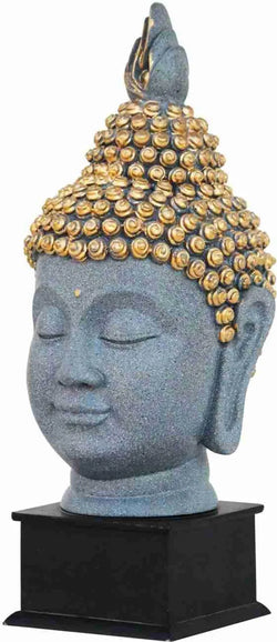 Craftivoa Antique Colourfull Lord Gautam Buddha Face With Wooden Base Showpiece 15 5 5 Inches - View 4