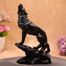 Resin Handcrafted Black Wolf Diamond Cut Decorative Figurine - View 3