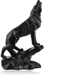 Resin Handcrafted Black Wolf Diamond Cut Decorative Figurine - View 1