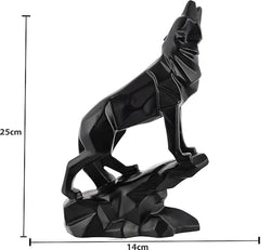 Resin Handcrafted Black Wolf Diamond Cut Decorative Figurine - View 2