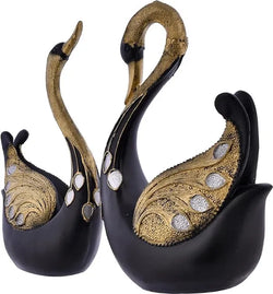 Resin Elegant Swan Pair Decorative Sculpture Figurine - View 4