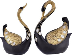 Resin Elegant Swan Pair Decorative Sculpture Figurine - View 3