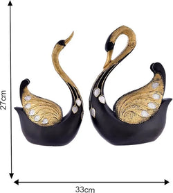 Resin Elegant Swan Pair Decorative Sculpture Figurine - View 2