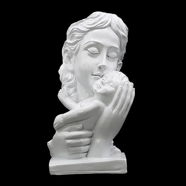 Resin Modern Art Mother And Child White Tabletop Figurine