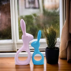 Craftivoa Ceramic Bunny Figurines Set Pink Blue Handmade Figurines For Home Decor Animal Sculptures For Tabletop Display - View 5