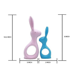 Craftivoa Ceramic Bunny Figurines Set Pink Blue Handmade Figurines For Home Decor Animal Sculptures For Tabletop Display - View 4