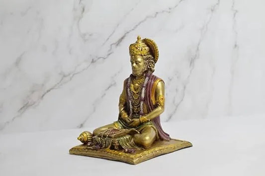 Resin Traditional Sitting Lord Hanuman Religious Figurine - View 2