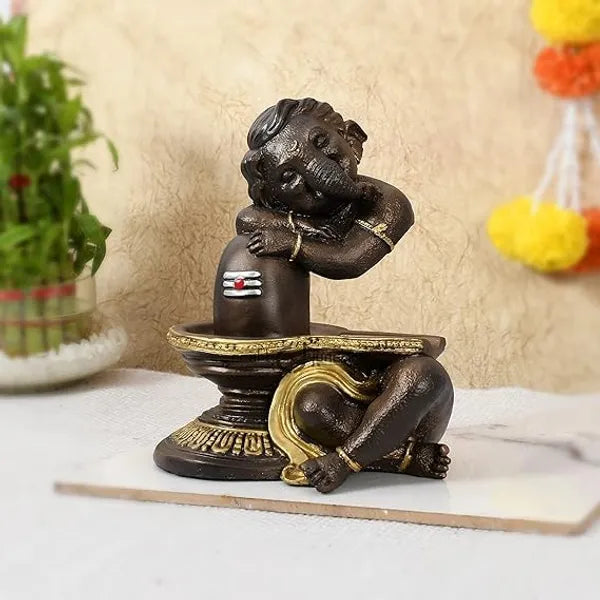 Resin Spiritual Shivling Ganesha Decorative Figurine