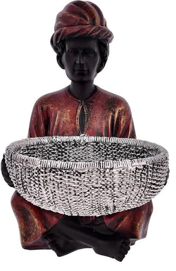 Resin Ethnic Man With Basket Decorative Figurine - View 1