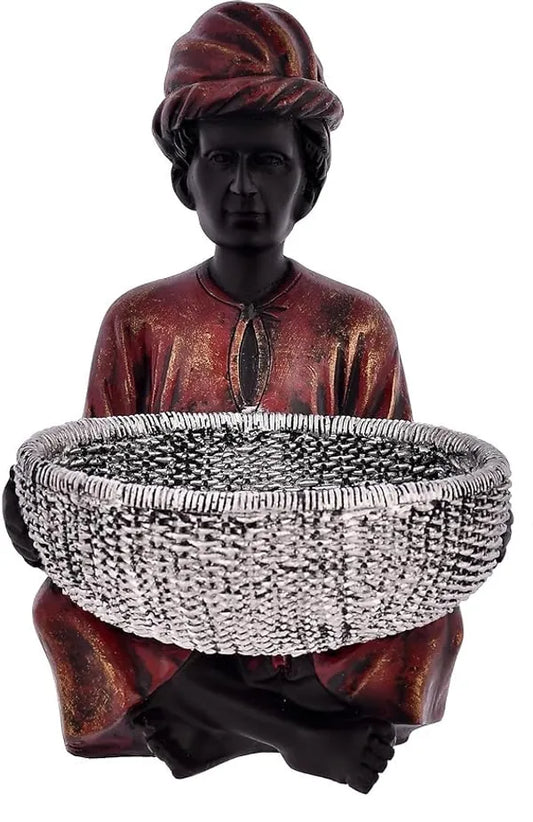 Resin Ethnic Man With Basket Decorative Figurine - View 1
