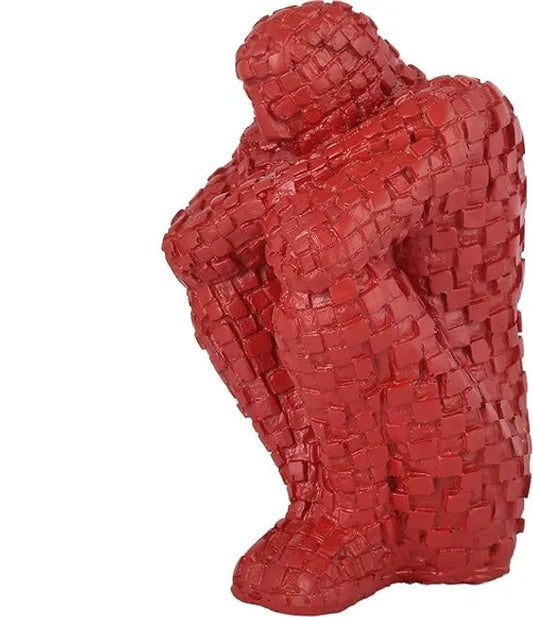 Craftivoa Hand Crafted Thinking Men In Sitting Position For Home Decor Gifting Living Room Decorative Showpiece 20 Cm Polyresin Red - View 1