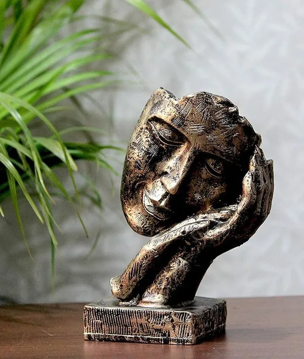 Craftivoa Handcrafted Resin Human Face Figurine With Hand On Face Design Multicolor Decorative Showpiece Sculpture