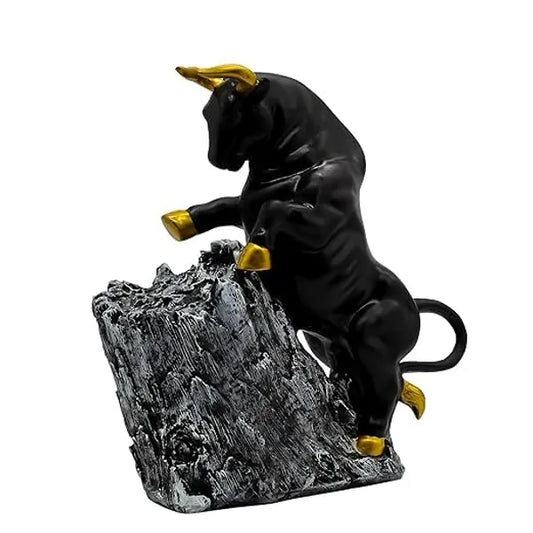 Resin Abstract Bull Sculpture Handcrafted Artisan Figurine - View 1