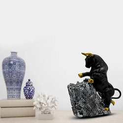 Resin Abstract Bull Sculpture Handcrafted Artisan Figurine - View 4
