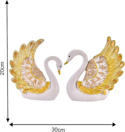 Resin Elegant Swan Pair Feather Design Decorative Showpiece - View 2