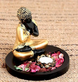 Craftivoa Thai Buddha With Wooden Base And Tealight Holder Showpiece Figurine 7 7 7 Inches For Home Decor - View 1