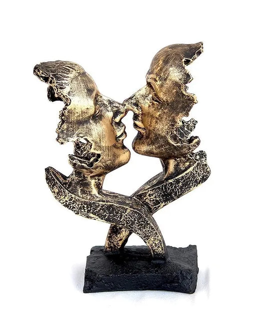 Craftivoa Handcrafted Rommantic Couple Face For Gifting Someone Special Decorative Showpiece For Living Room Office Decor Home Decor Statue 26 Cm Polyresin Gold Black - View 1