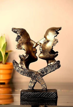 Craftivoa Handcrafted Rommantic Couple Face For Gifting Someone Special Decorative Showpiece For Living Room Office Decor Home Decor Statue 26 Cm Polyresin Gold Black - View 2