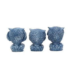 Craftivoa Owl Showpiece Set Of 3 Blue Resin Figurines Handmade Home Decor Tabletop Figurines Living Room Decorative Gift Items - View 2