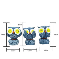 Craftivoa Owl Showpiece Set Of 3 Blue Resin Figurines Handmade Home Decor Tabletop Figurines Living Room Decorative Gift Items - View 3