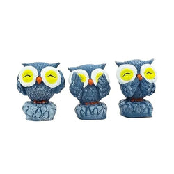 Craftivoa Owl Showpiece Set Of 3 Blue Resin Figurines Handmade Home Decor Tabletop Figurines Living Room Decorative Gift Items - View 1