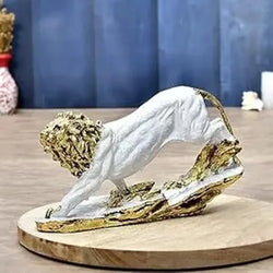 Craftivoa King Lion White Antique Finish Statue Sculpture For Home Decor Showpiece Figurine - View 2