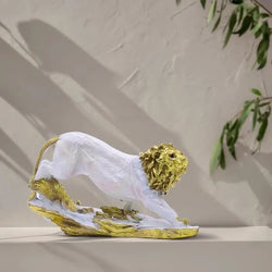 Craftivoa King Lion White Antique Finish Statue Sculpture For Home Decor Showpiece Figurine - View 3