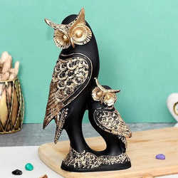 Resin Multicolor Owl Family Decorative Sculpture - View 2
