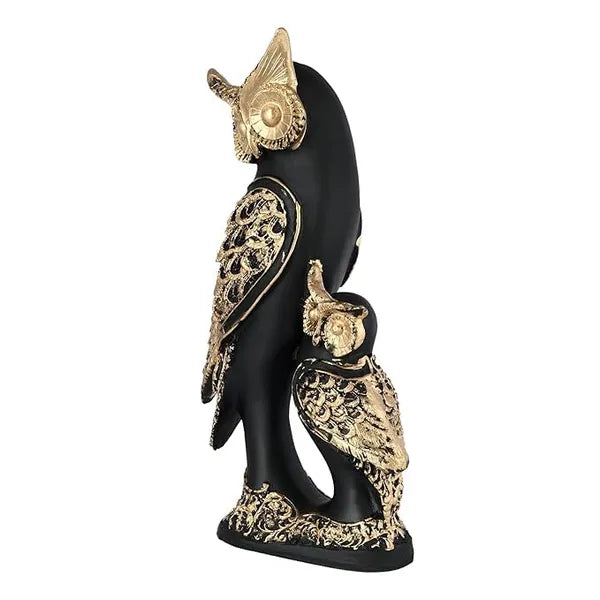 Resin Multicolor Owl Family Decorative Sculpture
