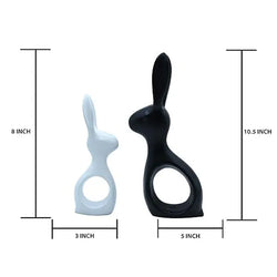 Craftivoa Modern Rabbit Decorative Figurine Set Black And White Resin Statues Handmade Figurines For Home Decor Collectible - View 2